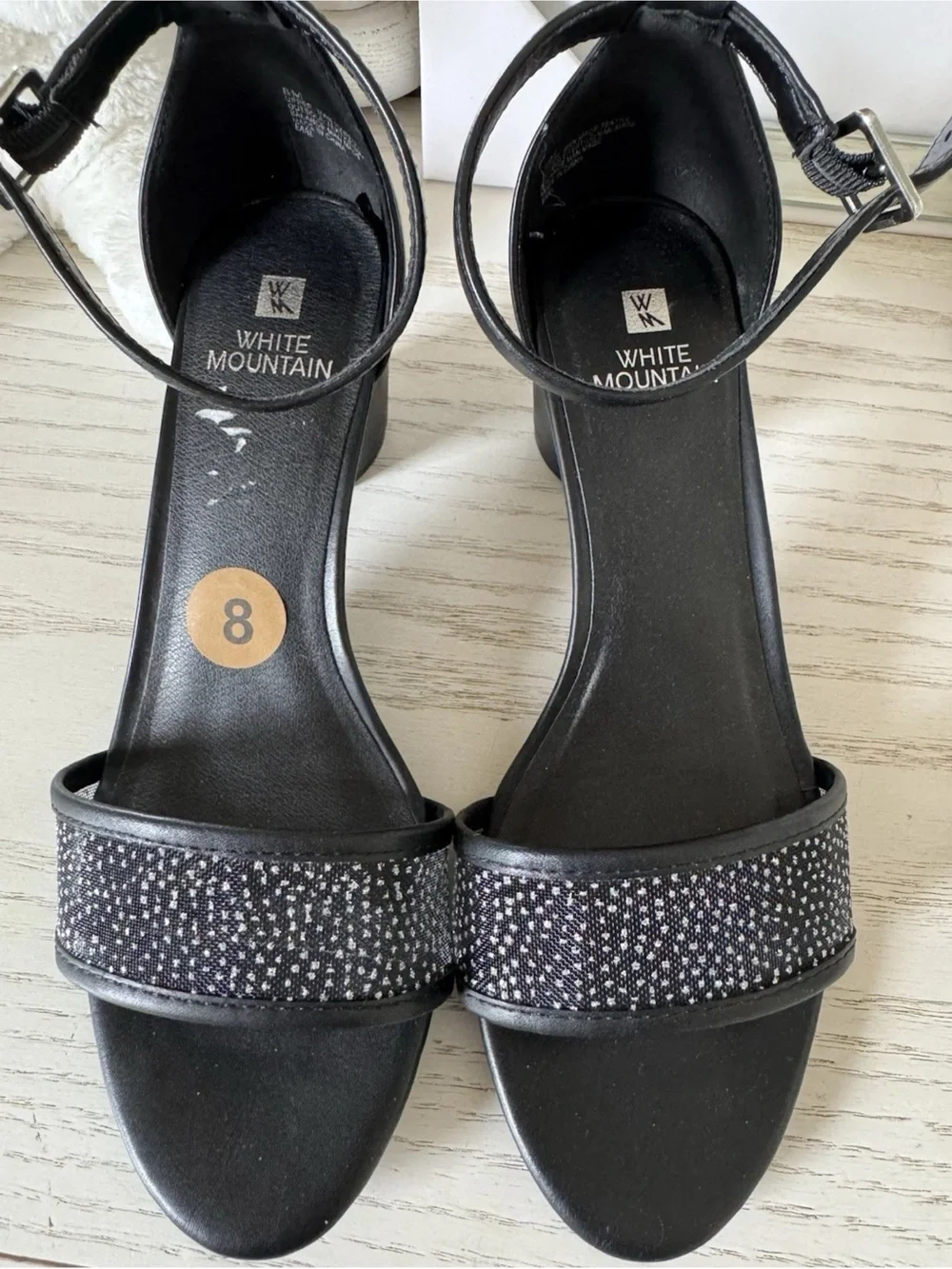 White Mountain Women's Black Ankle-Strap Heels